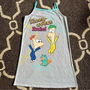 Girls M Disney Phineas & Ferb Sleepovers Rock! Nightgown